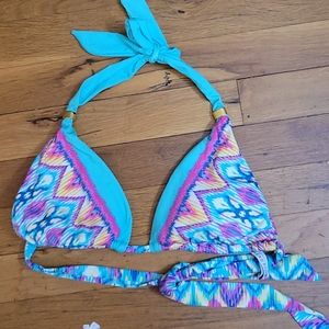 Kenneth Cole tie dye rainbow triangle bikini top small